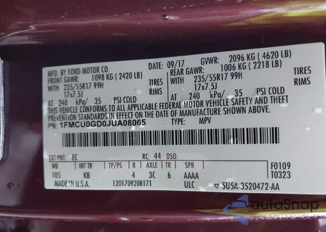 2018 Ford Escape Se from USA, damaged, VIN 1FMCU0GD0JUA08065